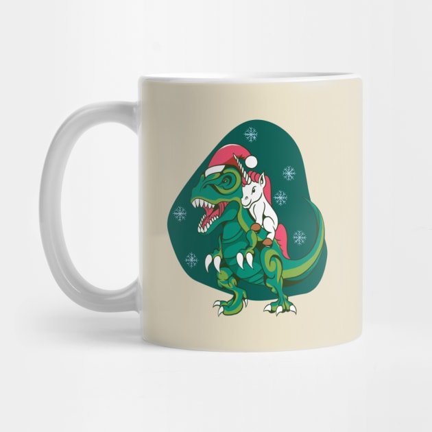 Unicorn Riding Dinosaur by Safdesignx